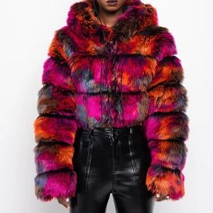 Multicolor fur jacket